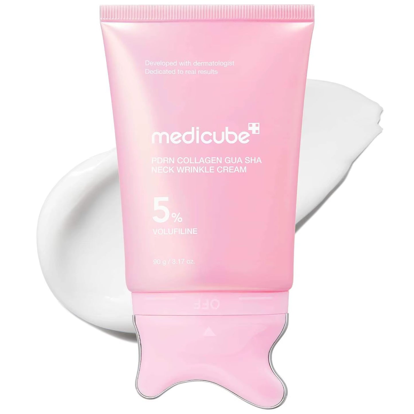 Medicube Collagen Guasha Cream Built-In Massager Volufiline 5% Firming Skin Brightening PDRN Collagen Gua Sha Neck Wrinkle Cream