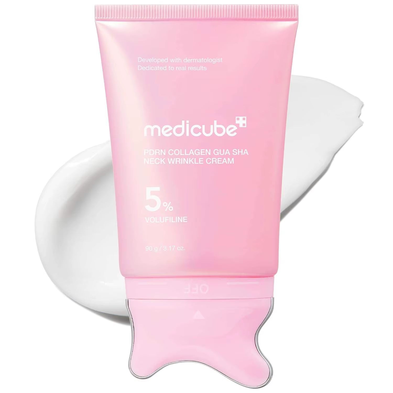 Medicube Collagen Guasha Cream Built-In Massager Volufiline 5% Firming Skin Brightening PDRN Collagen Gua Sha Neck Wrinkle Cream