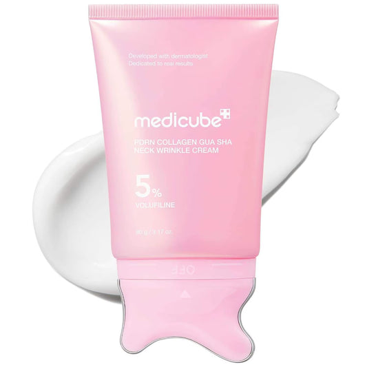 Medicube Collagen Guasha Cream Built-In Massager Volufiline 5% Firming Skin Brightening PDRN Collagen Gua Sha Neck Wrinkle Cream